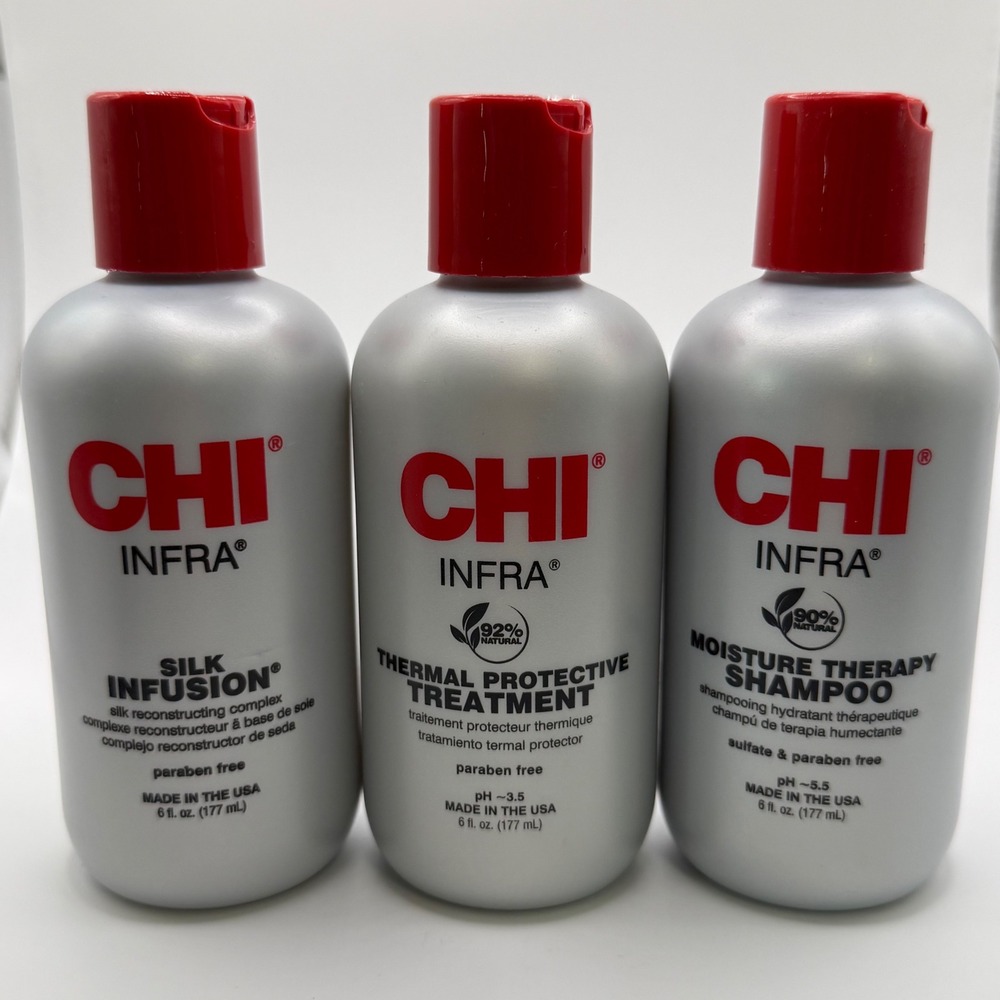 NEW CHI Infra Hair Care Set Shampoo Thermal Treatment Silk Infusion 6oz Lot